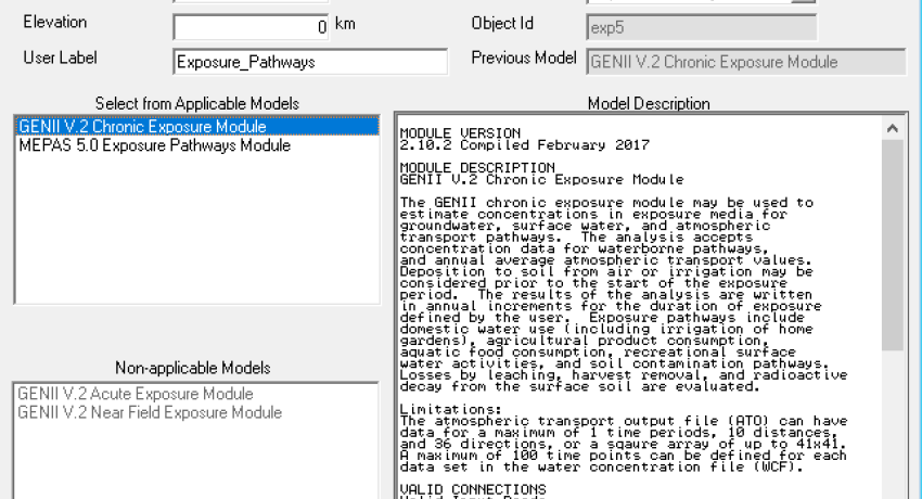 GENII User Interface - Exposure Pathways