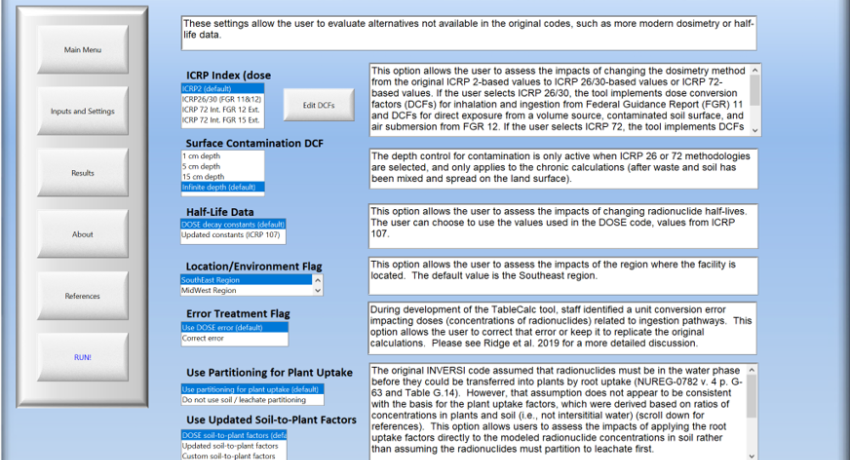Dashboard example of input choices
